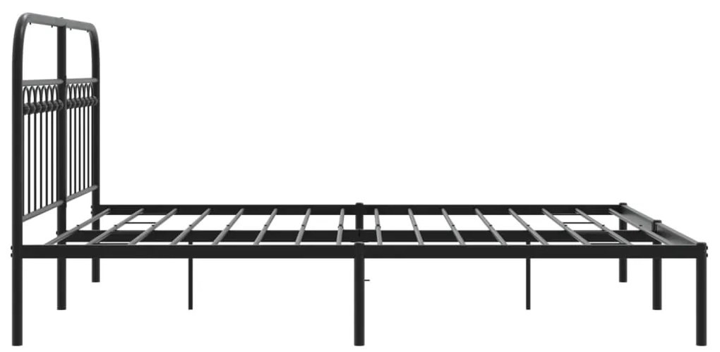 Estrutura de cama em metal com cabeceira 150x200 cm preto