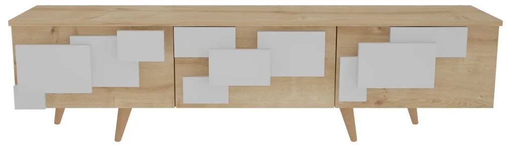 Móvel TV 3 D – Carvalho e Branco – 160x45x35 cm