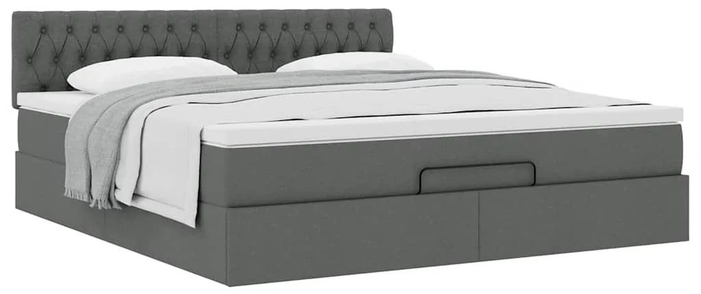 Estrutura de cama otomana com colchão 180x200cm cinzento escuro