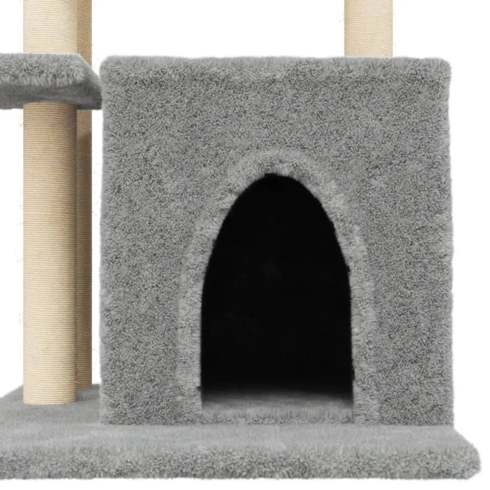 Árvore p/ gatos c/ postes arranhadores sisal 83,5cm cinza-claro