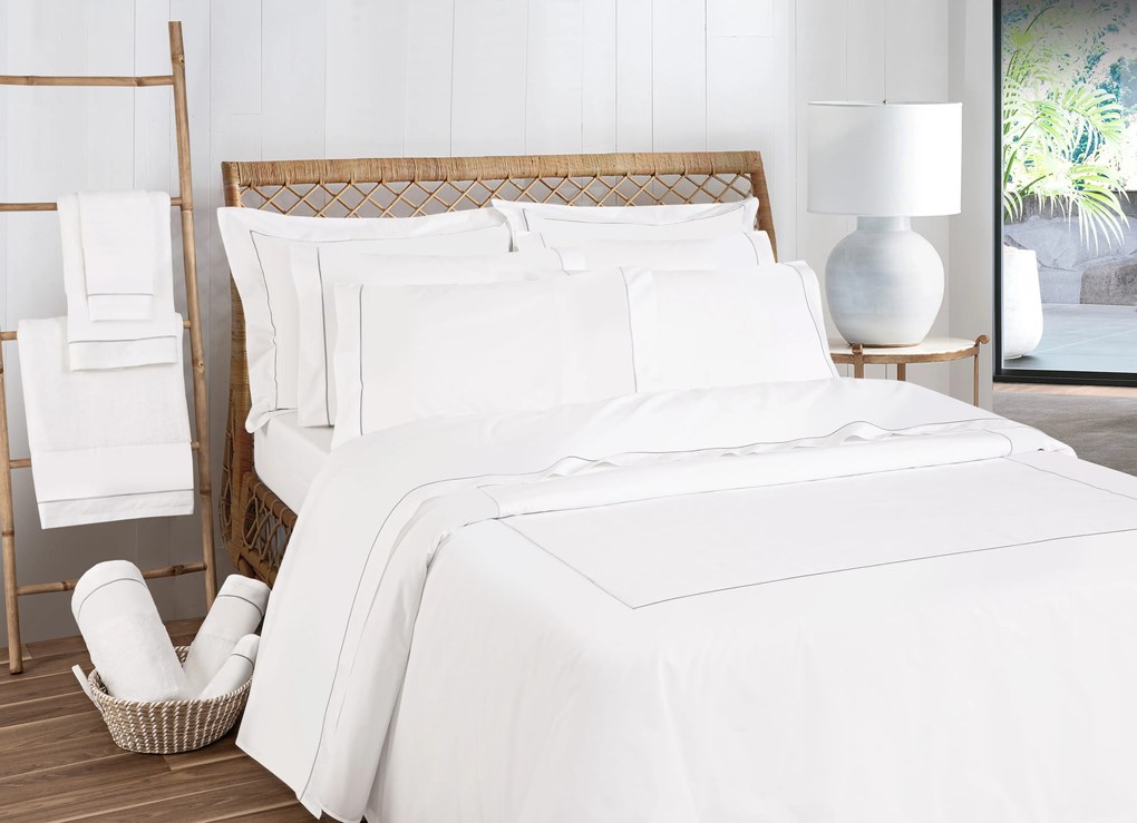 3 cores - Jogo de lençóis 100% algodão branco penteado percal 200 fios: Tecido branco C/ Rolinho Branco 1 lençol capa ajustable 180x200+30 cm + 1 lençol superior 260x290 cm + (2) Fronhas 50x70 cm