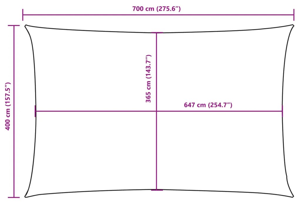 Para-sol estilo vela tecido oxford retangular 4x7 m bege