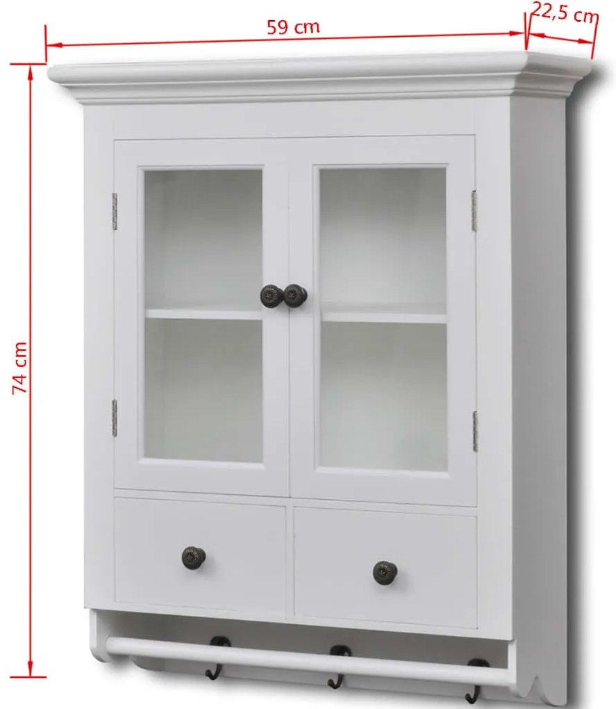 Armário de parede para cozinha com porta de vidro branco