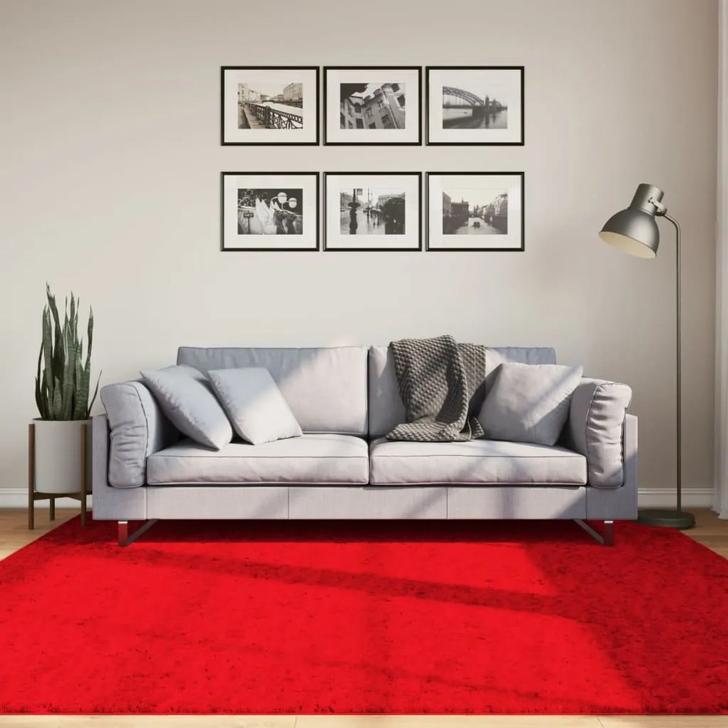 vidaXL Tapete pelo curto macio e lavável HUARTE 200x200 cm vermelho