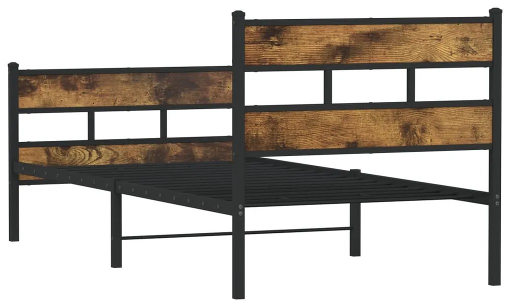 Estrutura de cama sem colchão 90x200 cm metal carvalho fumado