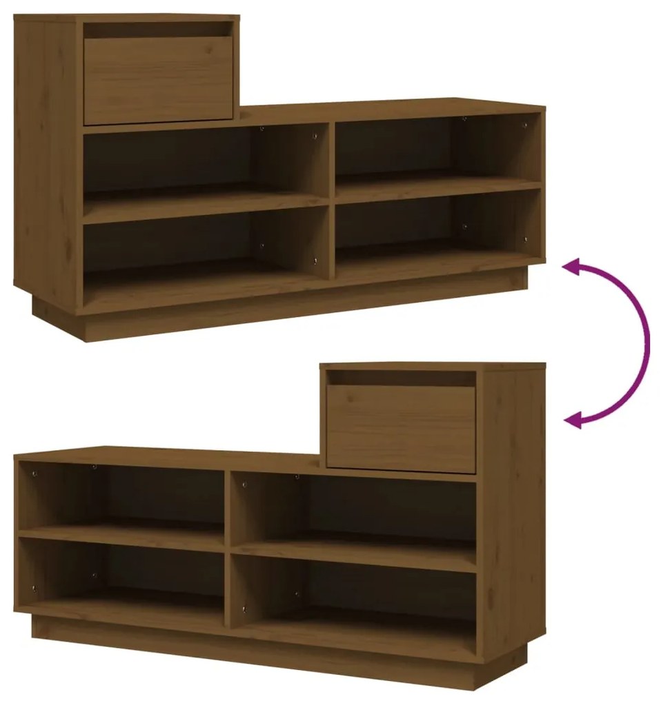 Sapateira 110x34x61 cm madeira de pinho maciça castanho mel