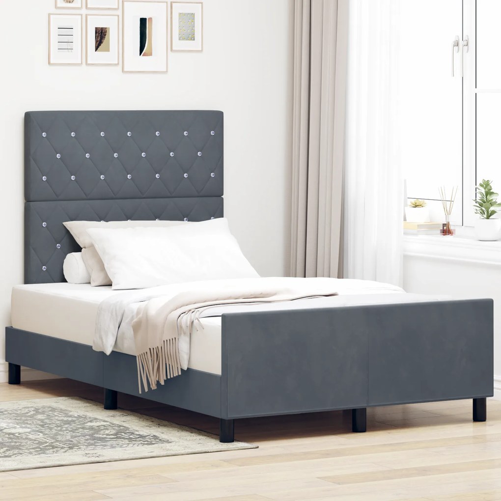 Estrutura de Cama vidaXL Cinza Escuro 120x200 cm Veludo
