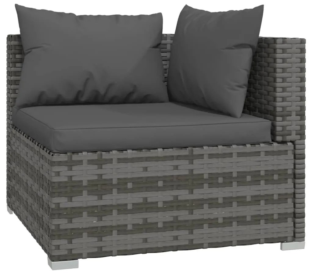 5 pcs conjunto lounge de jardim c/ almofadões vime PE cinzento