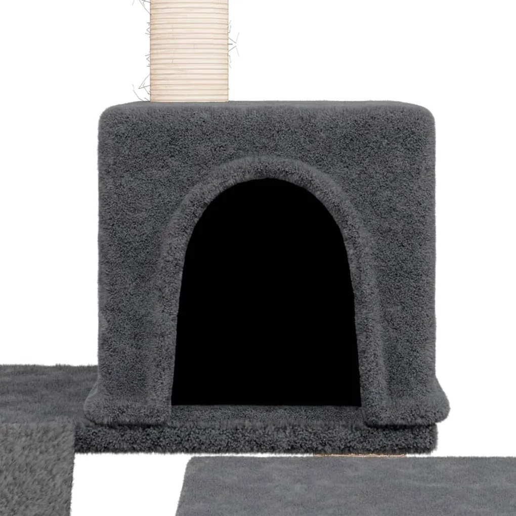 Árvore p/ gatos c/ postes arranhadores sisal 82 cm cinza-escuro