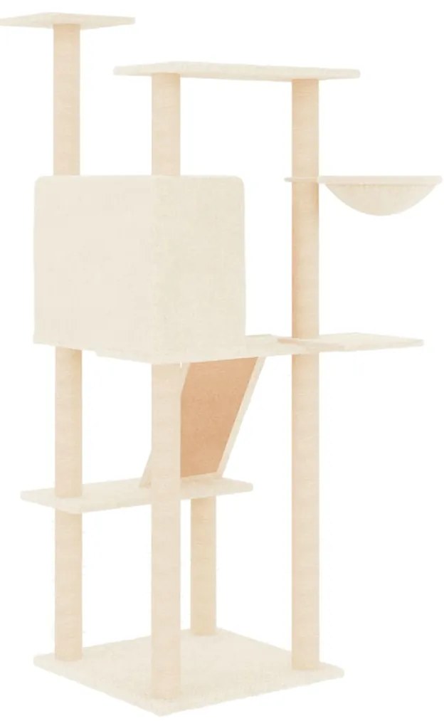 Árvore para gatos c/ postes arranhadores sisal 143 cm cor creme