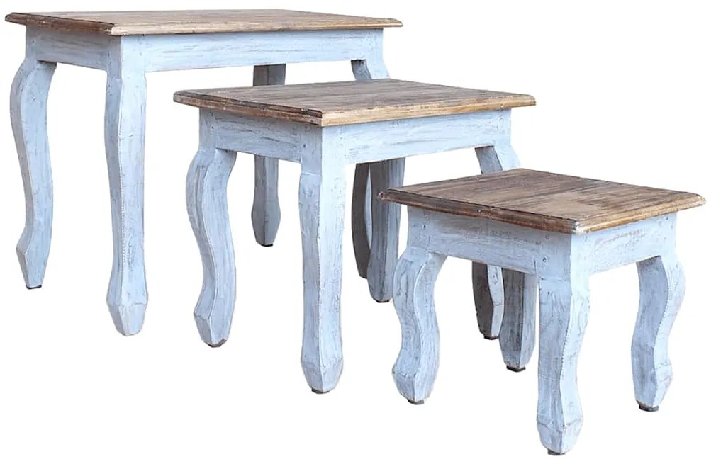 Conjunto de mesas de encastrar 3 pcs madeira de mogno maciça