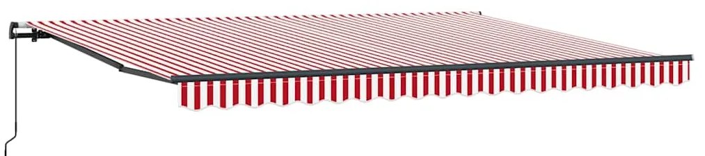Toldo Retrátil Manual Vermelho e branco 450 × 350 cm Poliéster