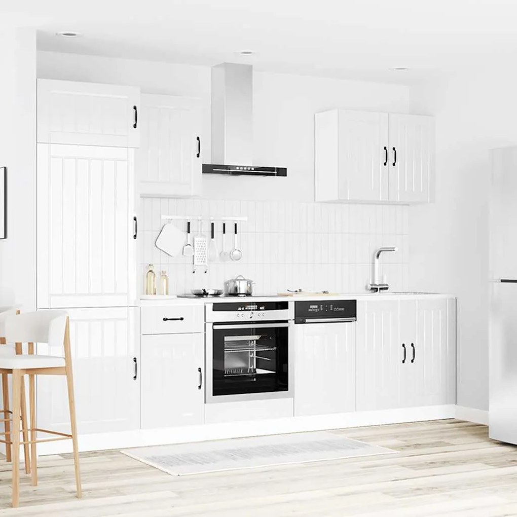 7 peças armário de cozinha conjunto Lucca branco brilhante