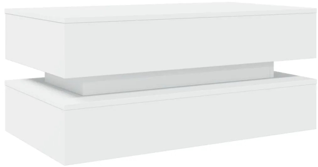 Mesa de centro com luzes LED 90x50x40 cm branco