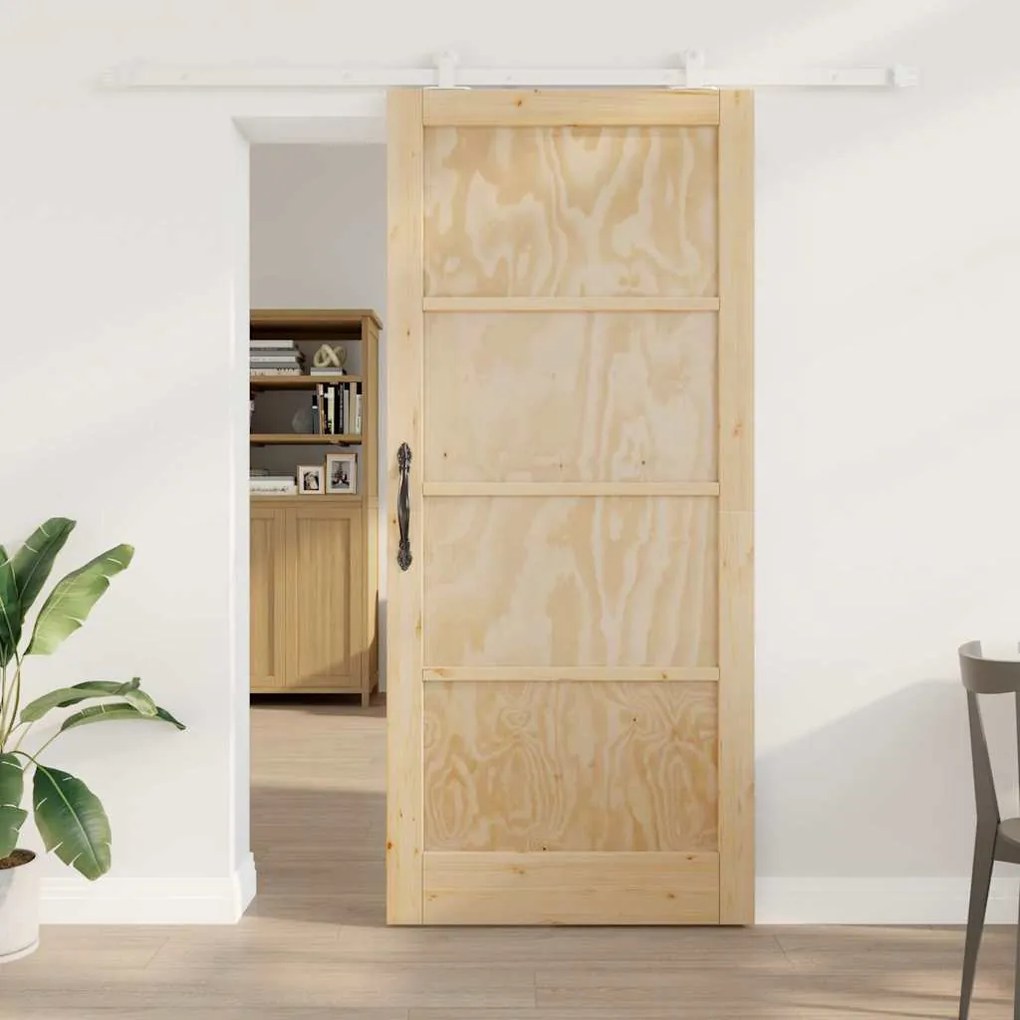 Porta Deslizante vidaXL com Conjunto de Ferragens 'ORKDAL'Madeira Maciça de Pinho