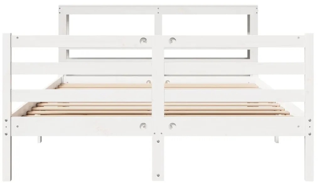 Cama sem colchão 140x190 cm madeira de pinho maciça branco