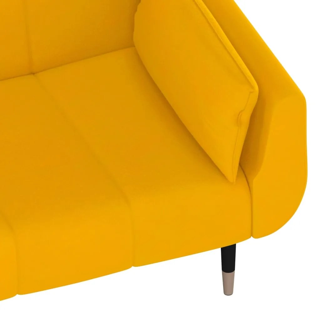 Sofá-cama 2 lugares com duas almofadas veludo amarelo