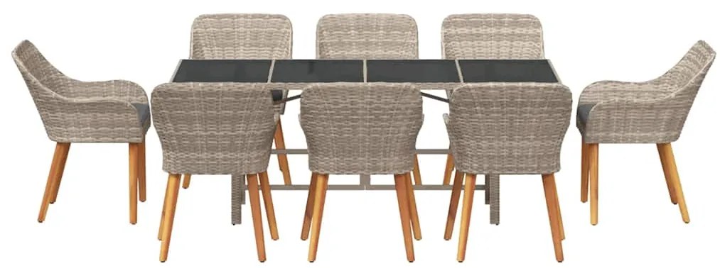 Conjunto de sala de jantar 9 pcs Cinzento-claro