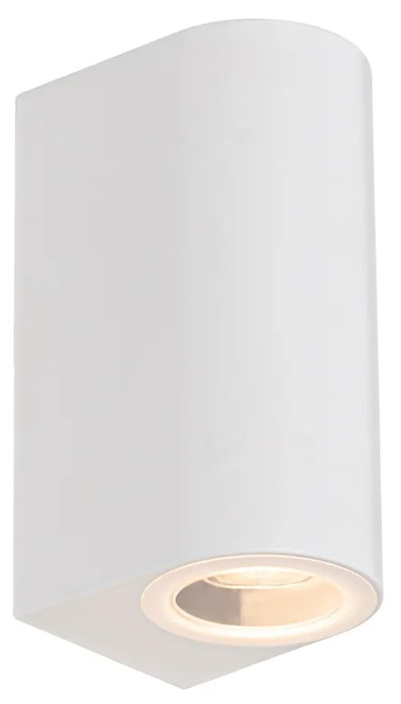 Candeeiro de parede exterior moderno branco plástico oval 2 luzes - Baleno Moderno
