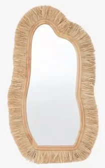 Espelho De Parede Irregular 60x105 Cm Em Madeira De Carvalho E Ráfia Melenis Natural - Sklum
