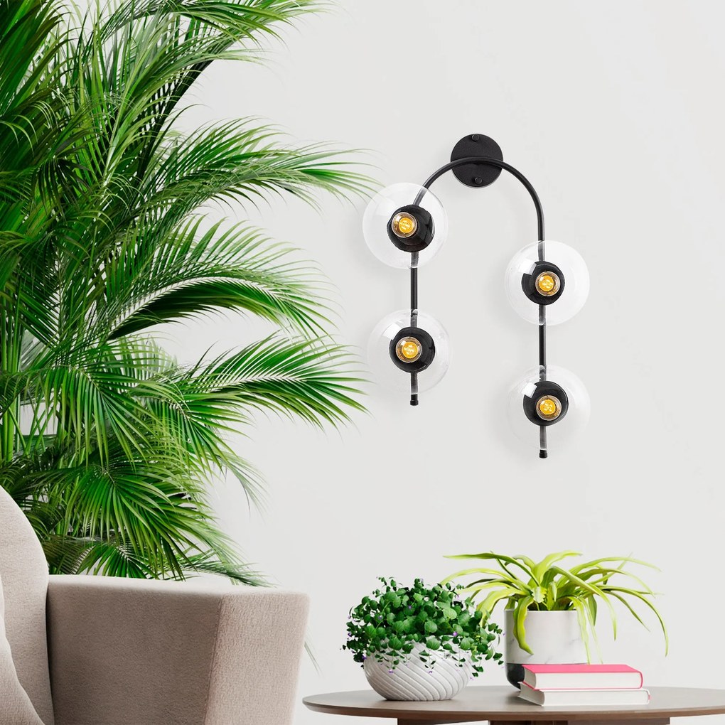 Aplique de Parede Jewel – Preto – 40 x 26 cm