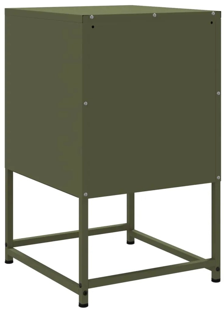 Mesas de cabeceira 2 pcs 36x39x60,5 cm aço verde azeitona