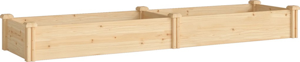 Outsunny Canteiro elevado de madeira, canteiro com divisória e fundo aberto, mini-estufa 235 x 66 x 26 cm Madeira natural | Aosom Portugal