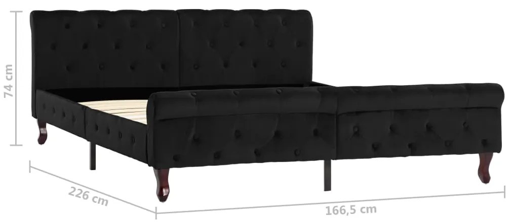 Estrutura de cama 160x200 cm veludo preto