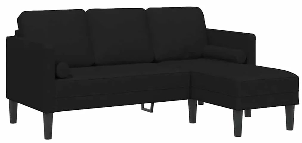 Conjunto de Sofá de 2 Peças com Almofadas em Tecido Preto