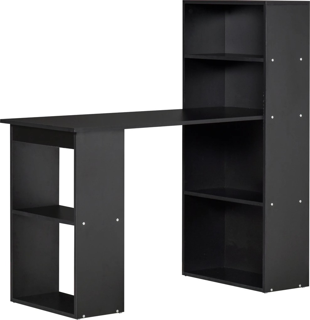 Secretária com arrumação, 6 compartimentos abertos 120 x 55 x 120 cm, preta