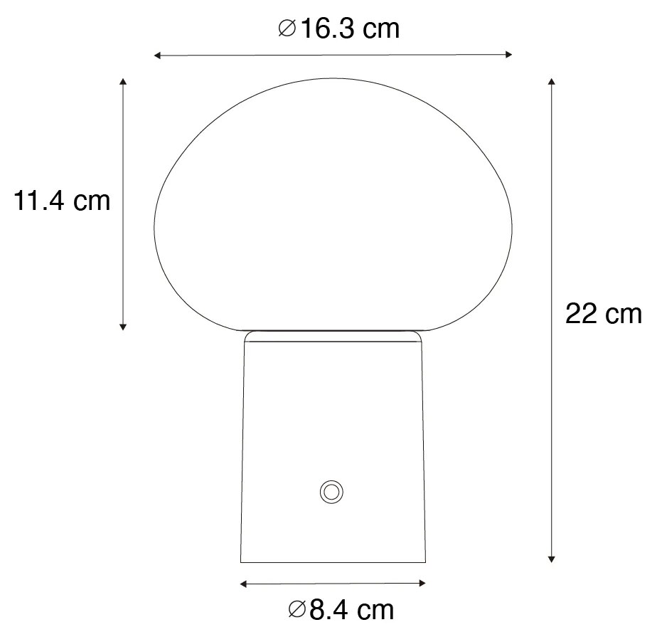 Conjunto de 2 candeeiros de mesa LED recarregáveis cogumelo preto - Louise Design