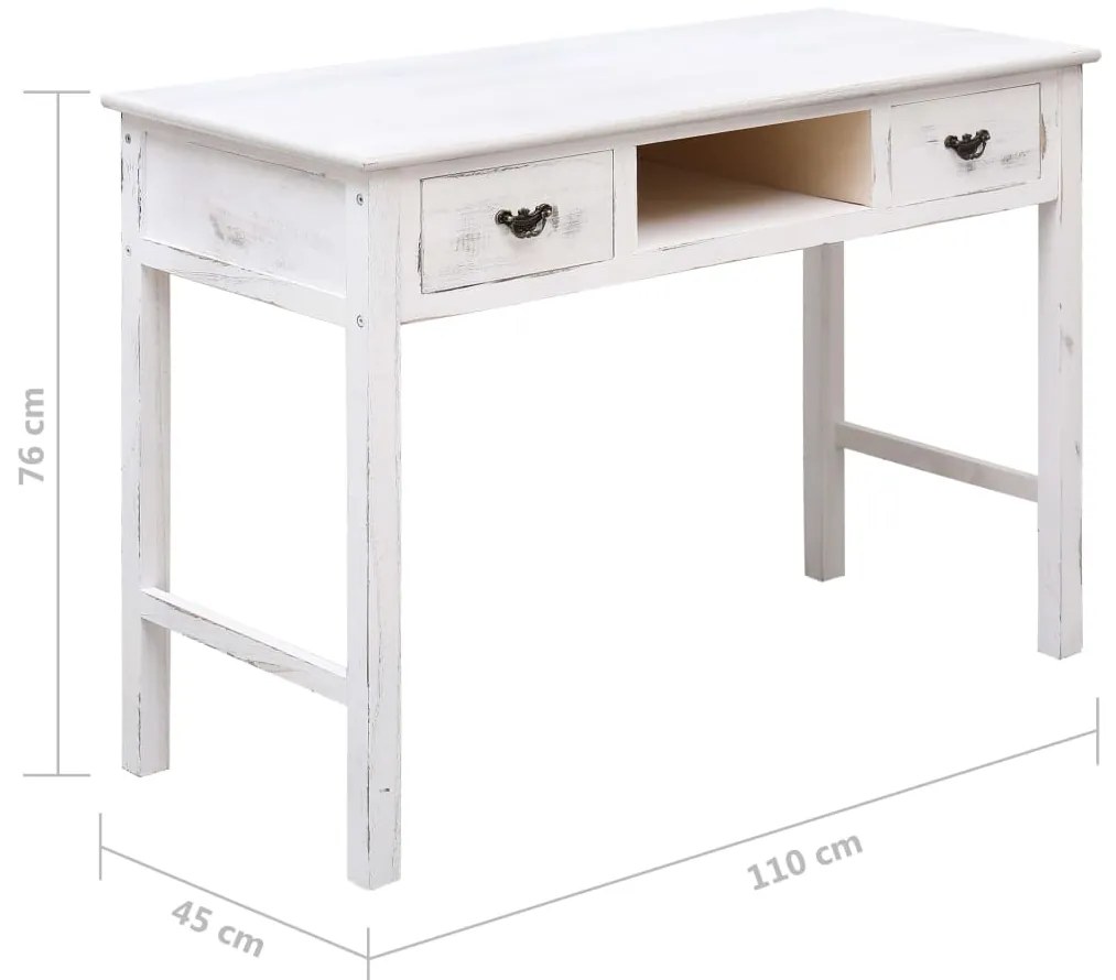 Mesa consola 110x45x76 cm madeira branco antigo