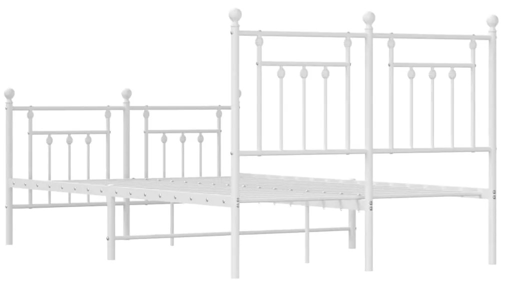 Estrutura de cama com cabeceira e pés 120x200 cm metal branco