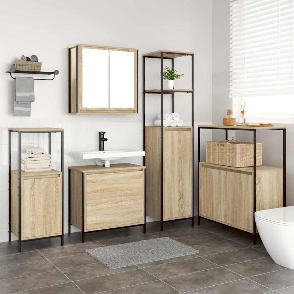 vidaXL Conjunto de Móveis para Banheiro 5 pcs Bege 76.5 x 35 x 95 cm