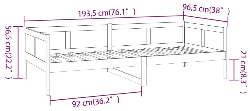 Sofá-cama madeira de pinho maciça 90x190 cm