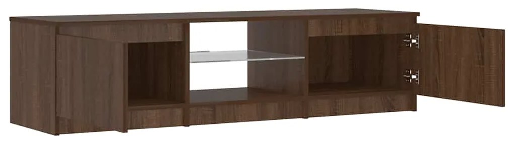 Móvel de TV com luzes LED 140x40x36 cm carvalho castanho