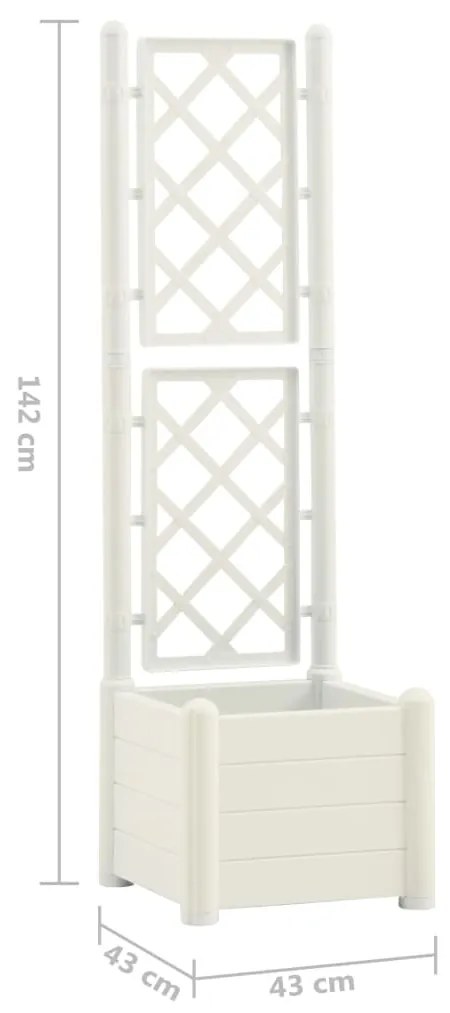 Vaso/floreira de jardim com treliça 43x43x142 cm PP branco