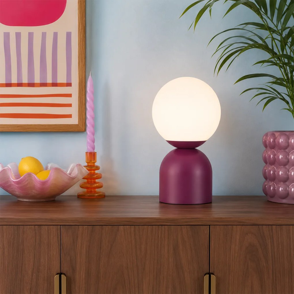 Candeeiro de Mesa Hotel Chic Roxo com Vidro Opalino - Pallon Trend