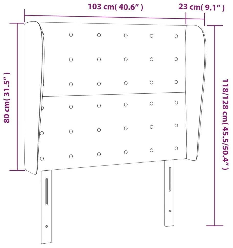 Cabeceira cama c/ abas couro artif. 103x23x118/128cm cappuccino