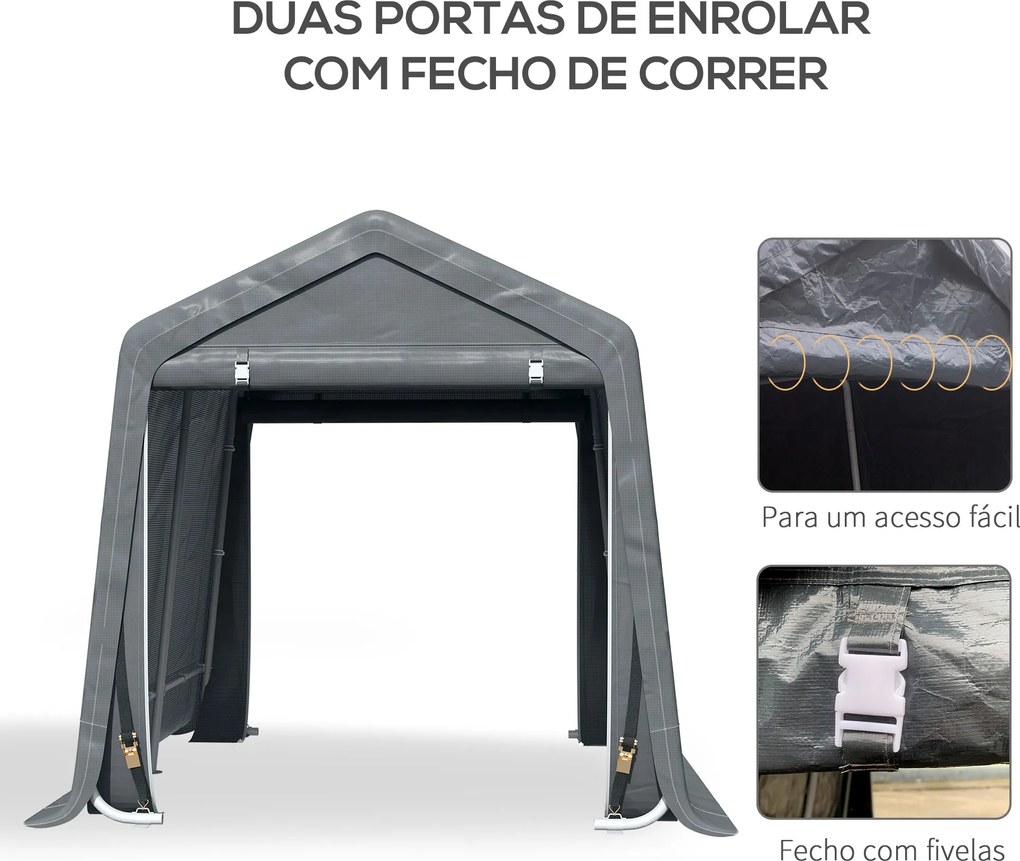 Abrigo Exterior para Jardim Impermeável Modello GrigioFlex – 280x240x2