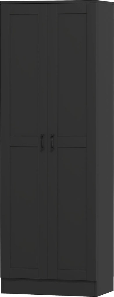Armário de Arrumação de 2 Portas, 60 x 36,5 x 175 cm, 5 Prateleiras, Preto