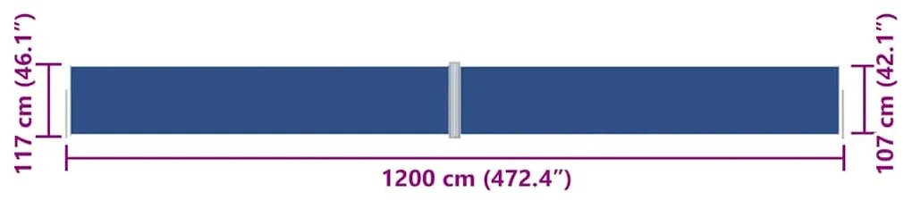 Toldo lateral retrátil 117x1200 cm azul