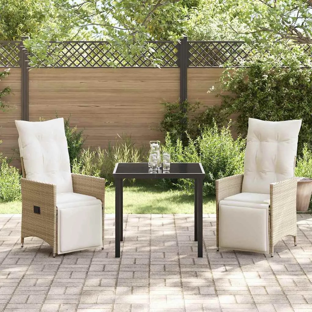 Conjunto de Jantar de Jardim com 3 Peças e Almofadinhas Beijinhas em R