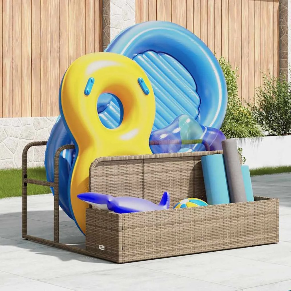 Armazenamento de bóias junto à piscina 110x100x57 cm vime PE