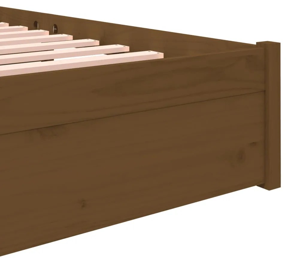 Estrutura cama king 150x200 cm madeira maciça castanho-mel