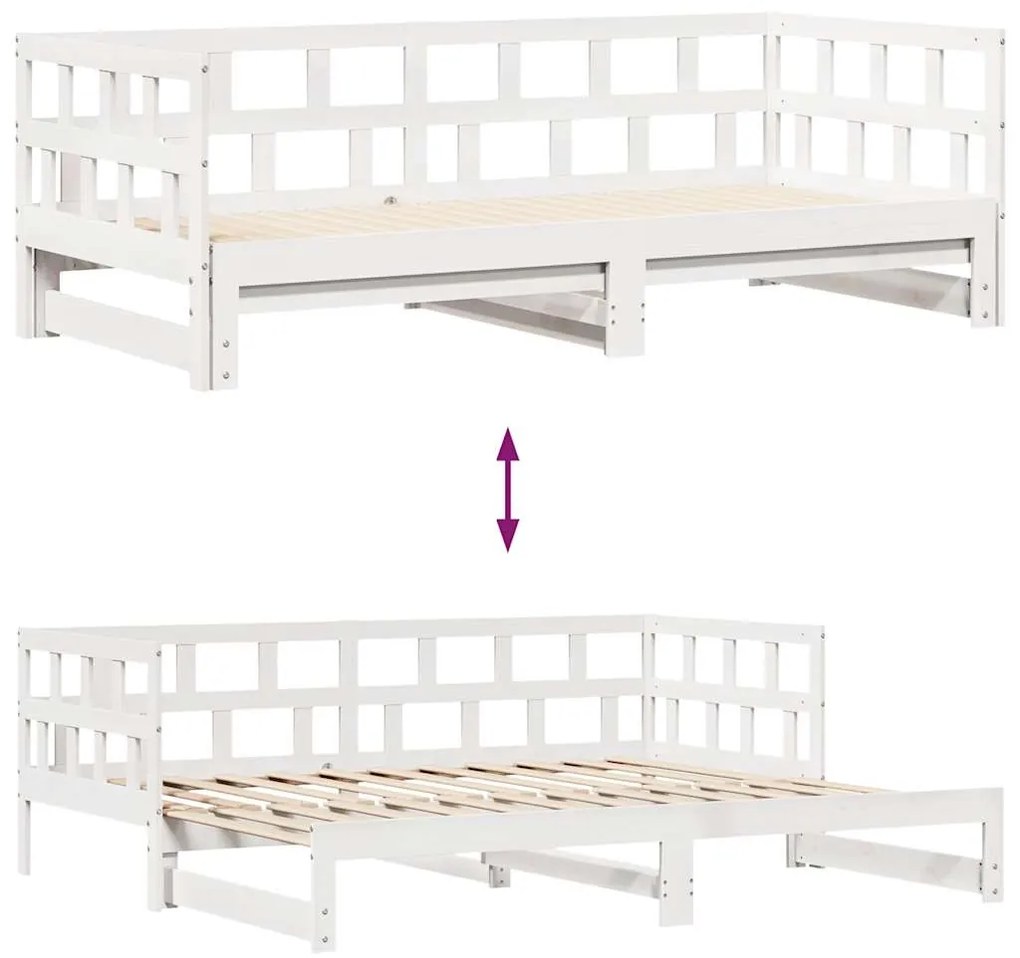 Sofá-cama com gavetão e gavetas sem colchão 80x200 cm branco