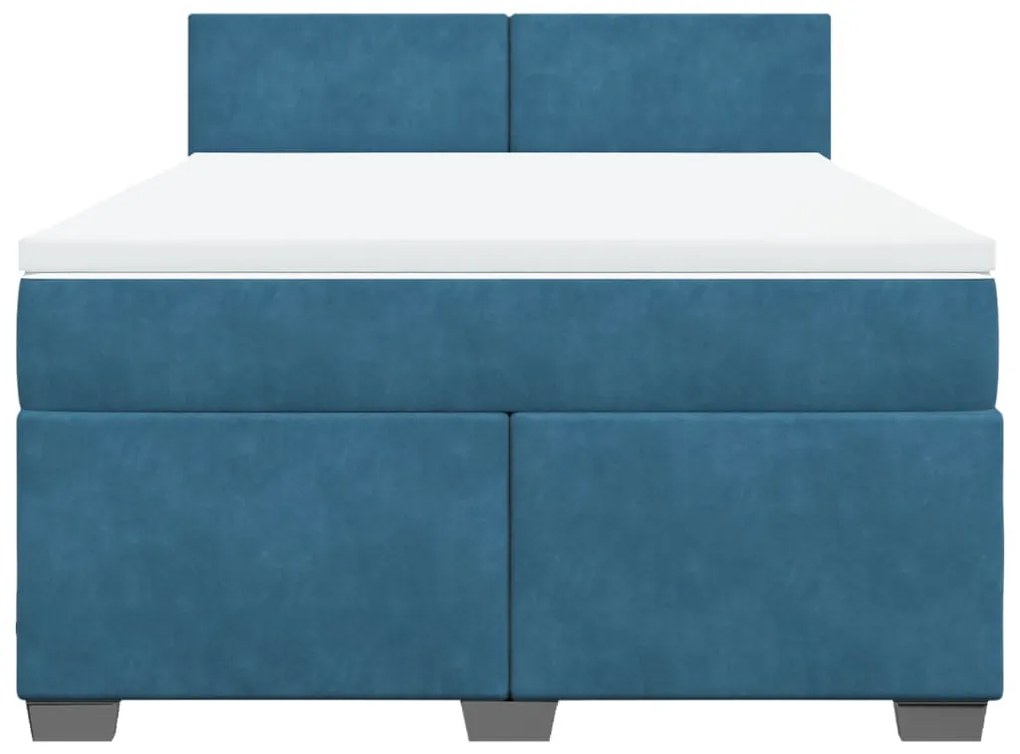 Cama com molas/colchão 140x200 cm veludo azul-escuro