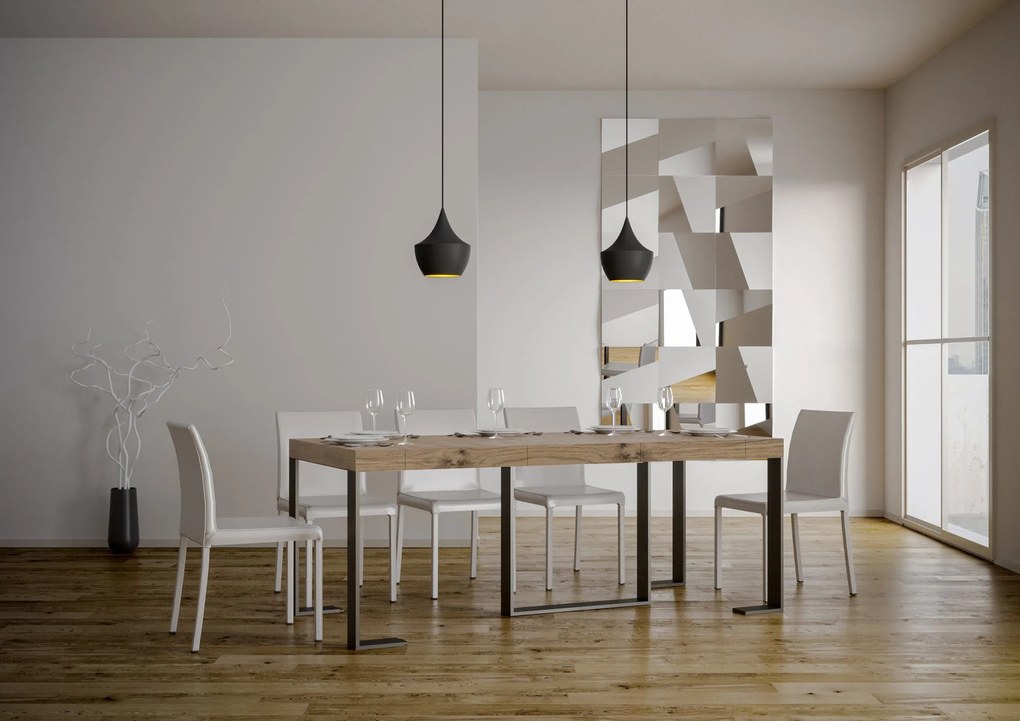 Mesa consola extensível até 300 cm Futura Premium Carvalho Natural e Estrutura antracite