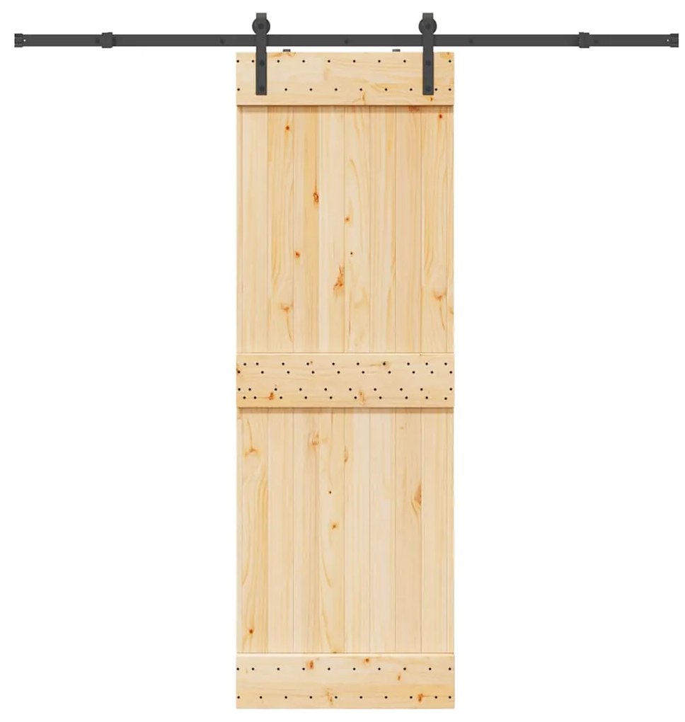 vidaXL Porta de correr com ferragens 70x210 cm madeira de pinho maciça