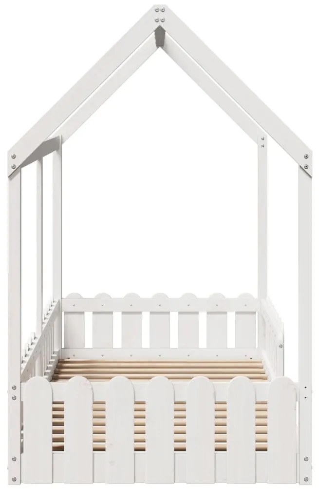 Cama infantil formato de casa 90x200 cm pinho maciço branco